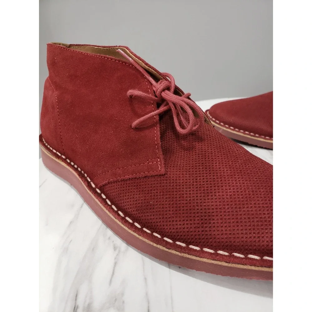 NEW NO BOX SIZE 8 Asher Green Men's Red Wine Suede Chukka Boots  10324-2707